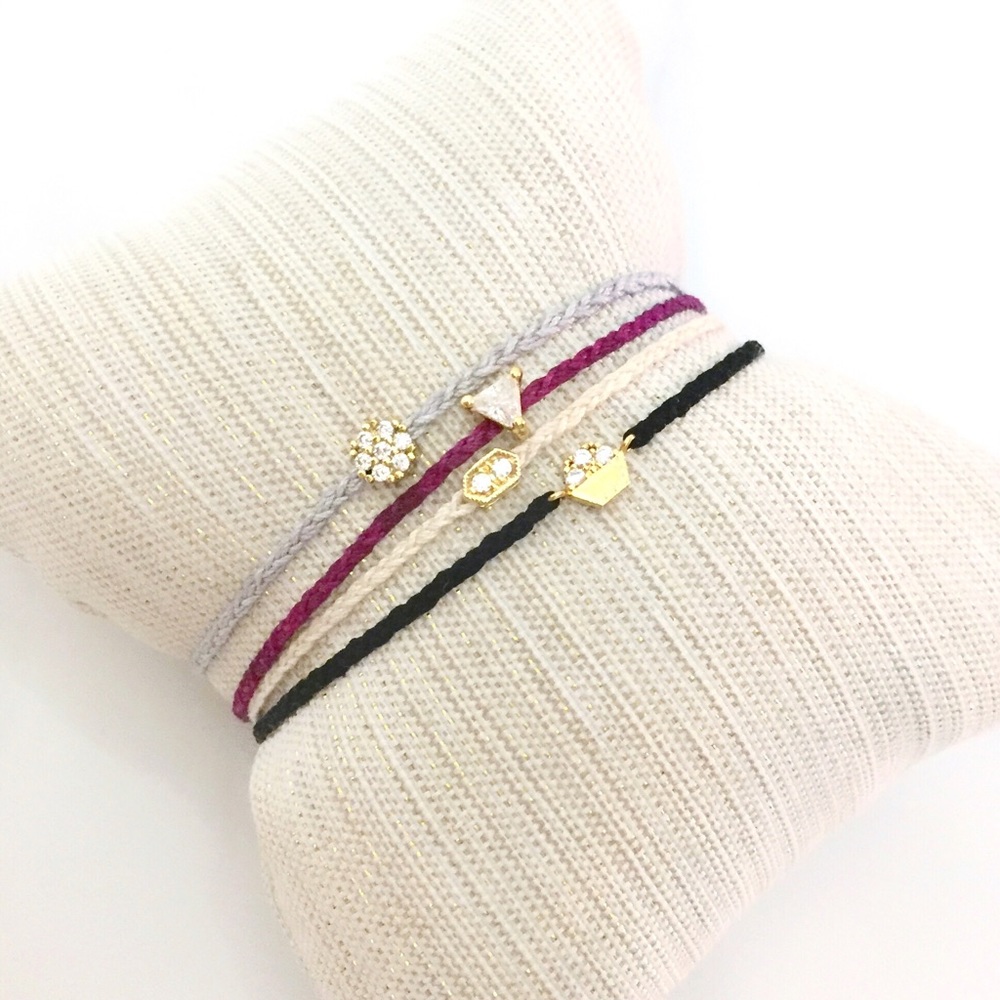 gold CZ triangle charm dainty friendship bracelet